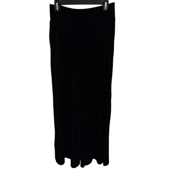 Pantology Size M Black Velour Wide Leg Pants - Picture 1 of 4